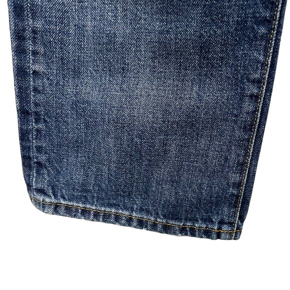 POINT SUR‎ Mid Rise Distressed Bootcut Jeans - EUC - size 26 - blue - ripped - Picture 6 of 13